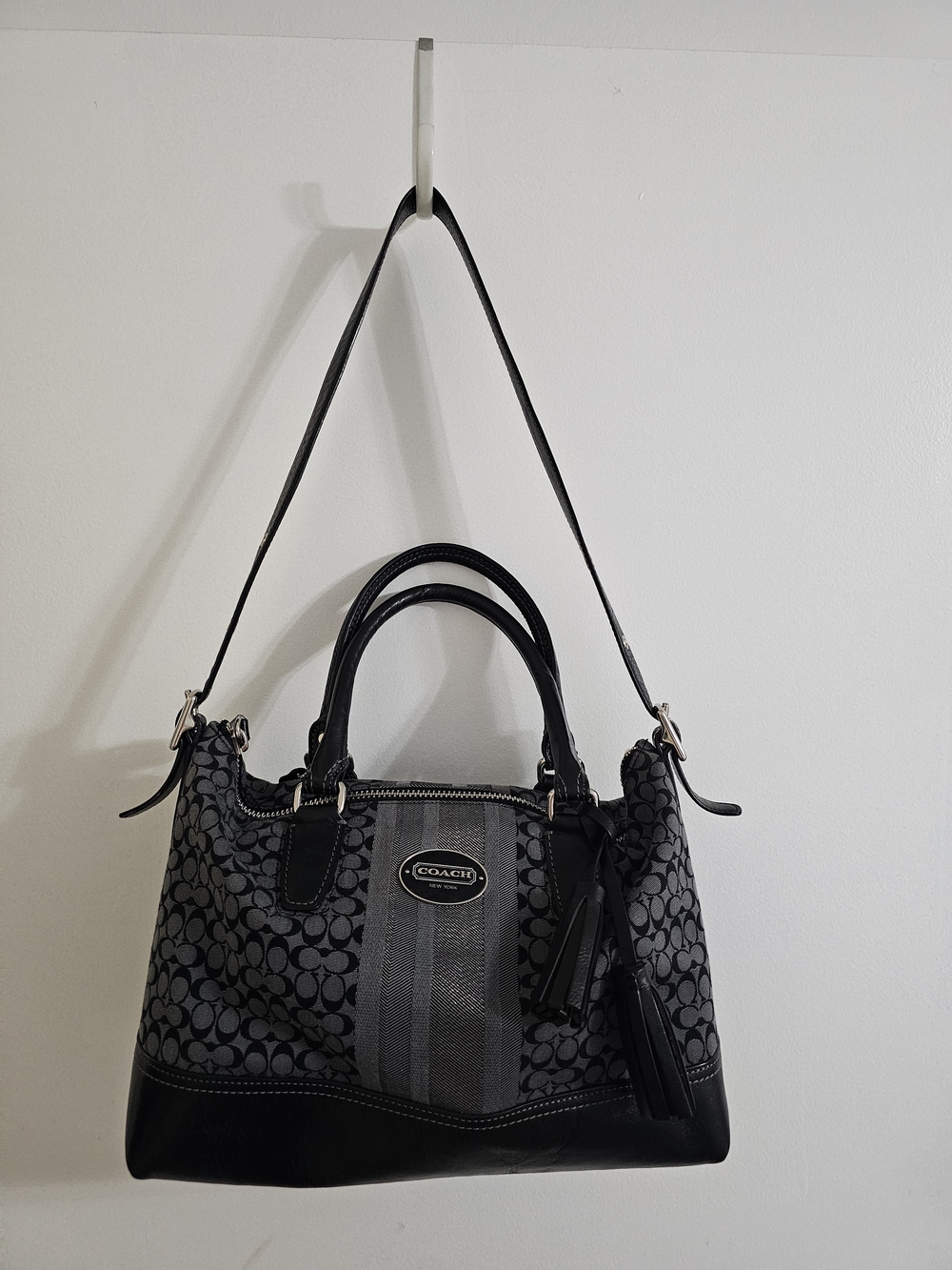 Coach Signature Legacy Stripe Molly Satchel with Tassel - Picture 3 of 14